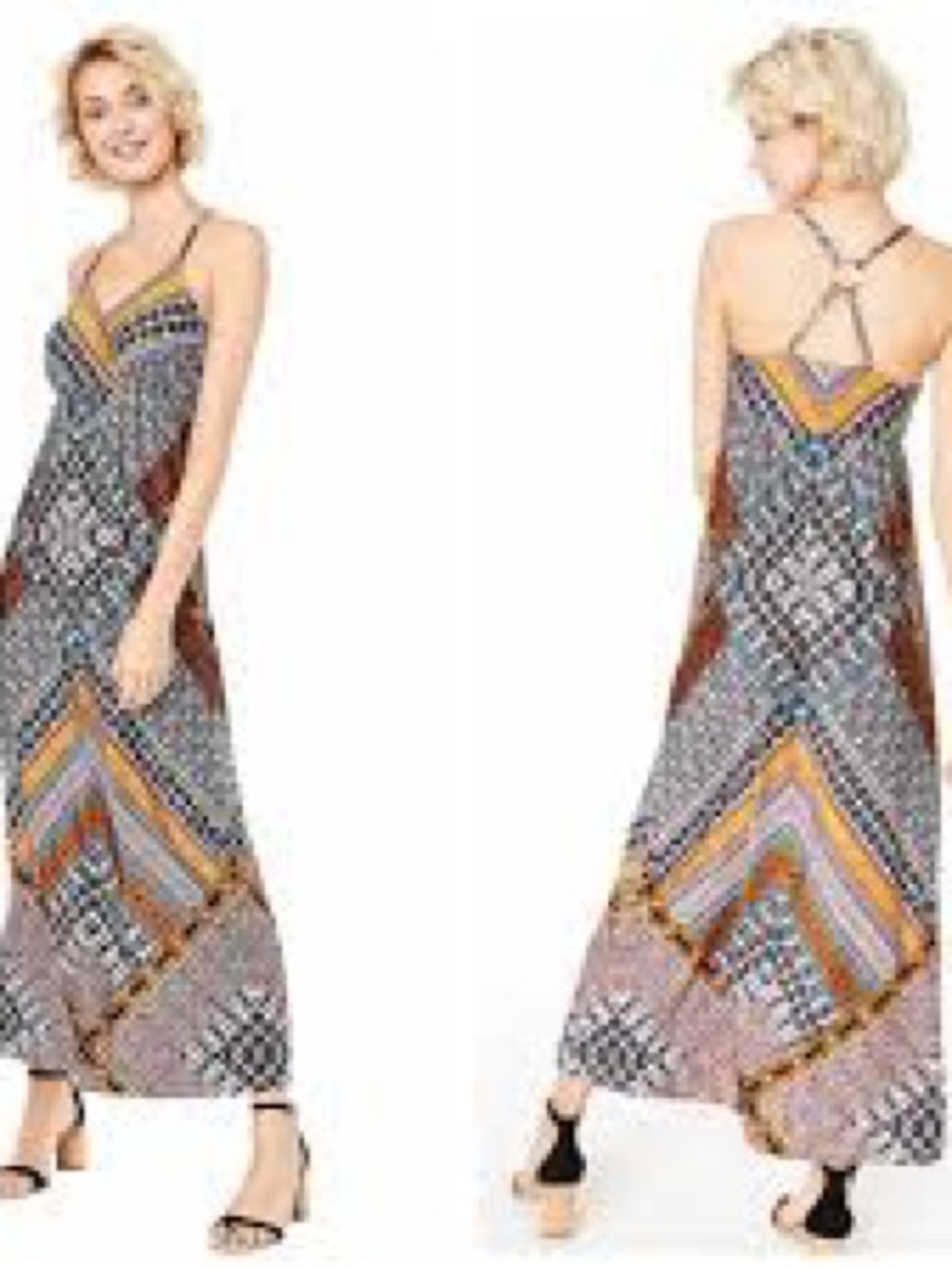 INC International Concepts Strappy Geo-Print Maxi Dress in Multicolor